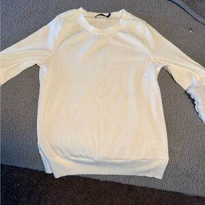 Doe & Rae Cream Ribbed Knit Top